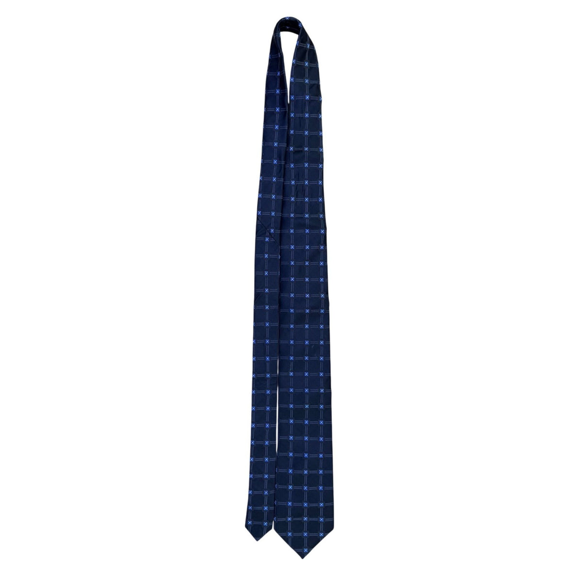 Donald J. Trump Mens Blue Silk Floral Geometric Tie Handmade Classic Necktie