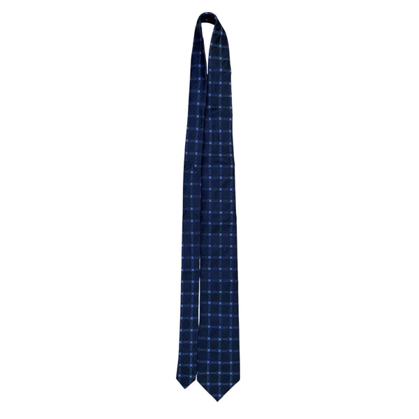 Donald J. Trump Mens Blue Silk Floral Geometric Tie Handmade Classic Necktie