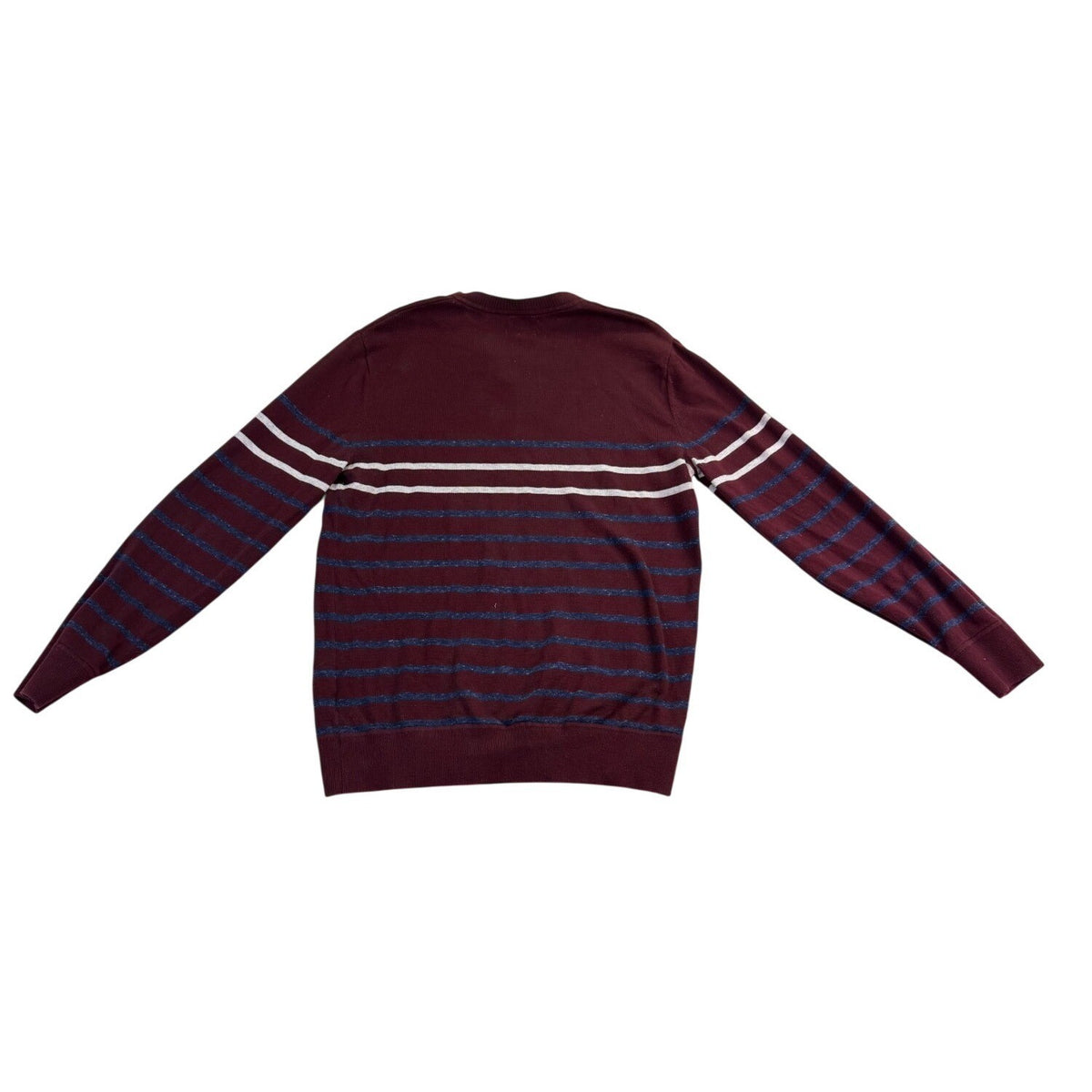 Gap Mens Burgundy Cotton Blend Stripe V-Neck  Medium Lightweight Casual Knit