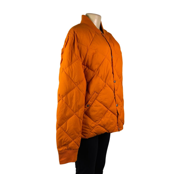 Lucky Brand Womens Orange Quilted Jacket Water-Resistant Durable Size L