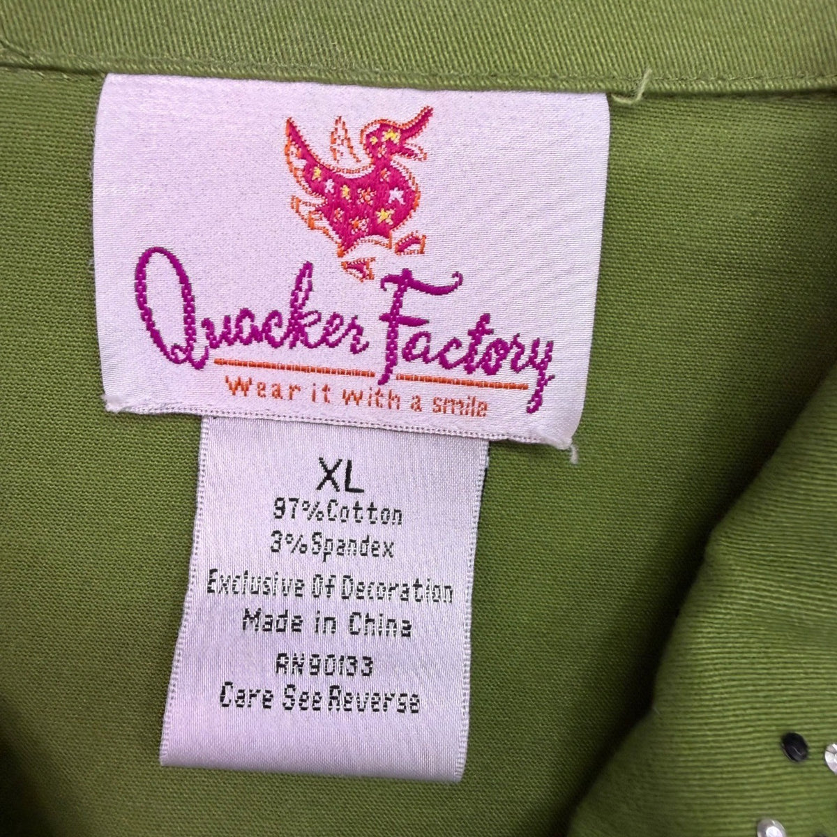 Quacker Factory Womens Green Embellished Button-Up Jacket Size XL