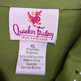 Quacker Factory Womens Green Embellished Button-Up Jacket Size XL