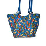 Vtg Avon Women’s Blue Flip Flop Pattern Shoulder Bag Magnetic Closure Sz M