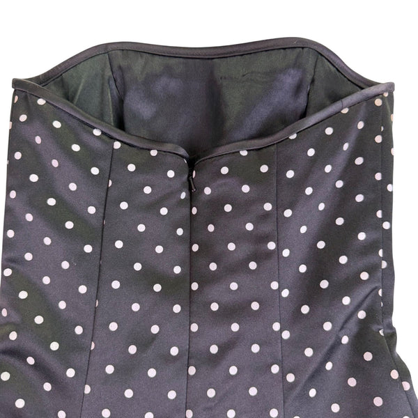 Jessica Mcclintock Womens Black Strapless Polka Dot Fit & Flare Dress Size 1/2
