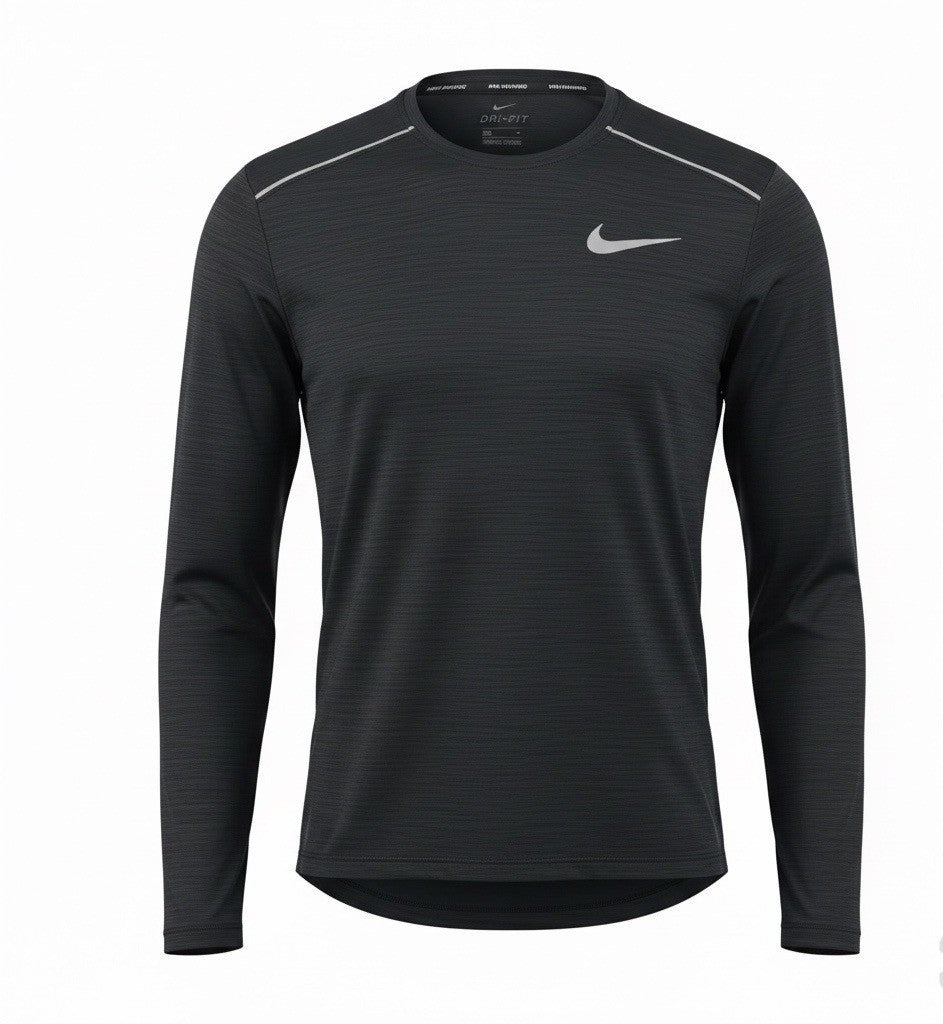 Nike Mens Black Dri-Fit Running Long Sleeve Shirt Lightweight Casual Sz M