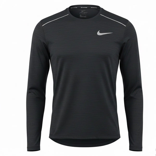 Nike Mens Black Dri-Fit Running Long Sleeve Shirt Lightweight Casual Sz M