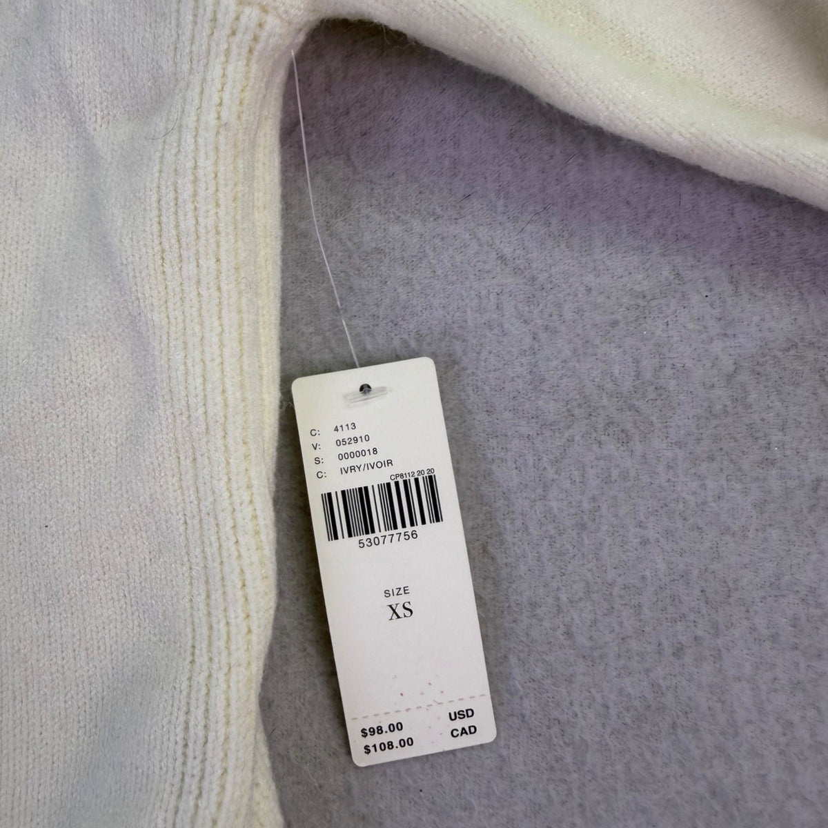 Anthropologie Womens Ivory Sweater High Neck Button Detail Size XS