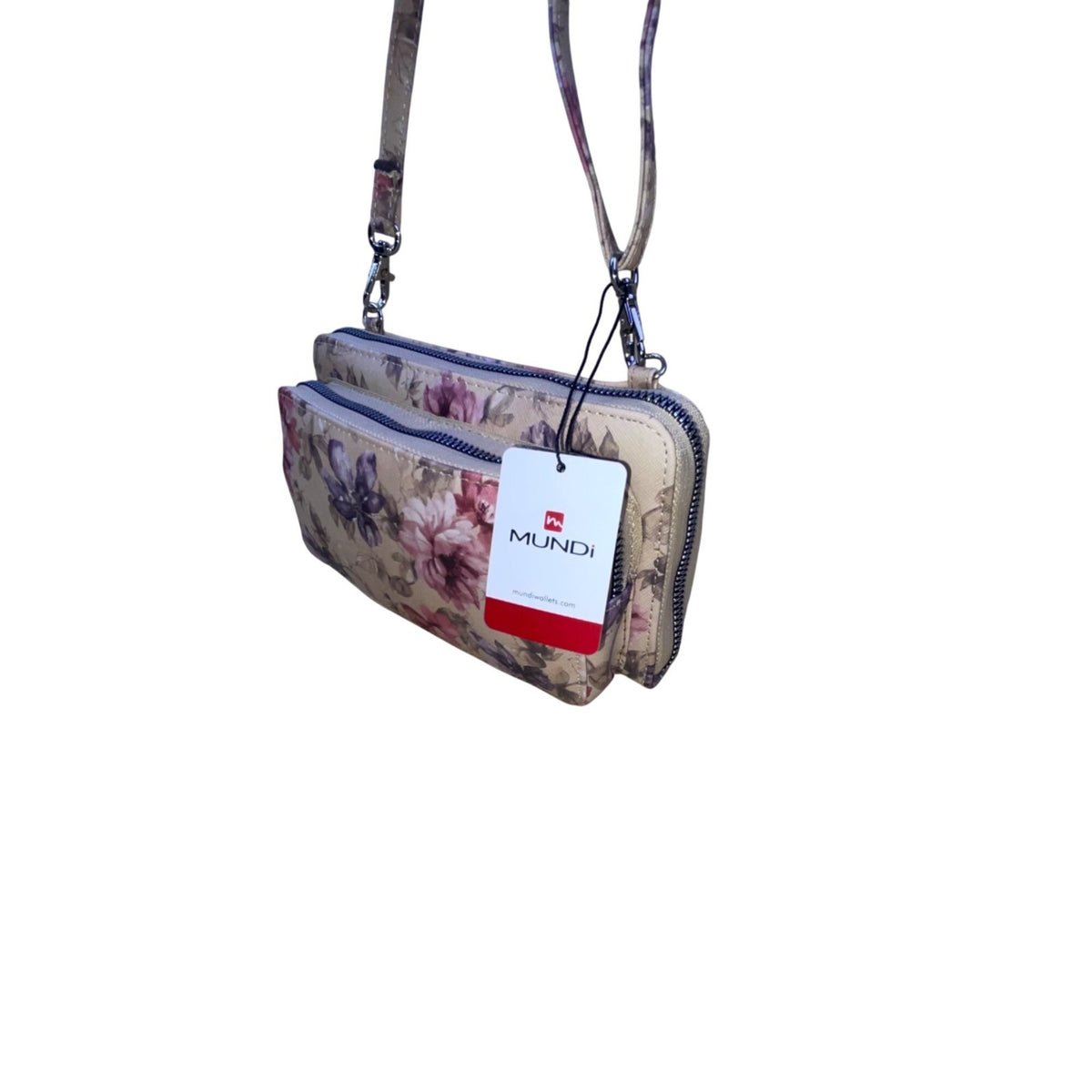 Mundi Women’s Beige Floral Faux Leather Adjustable Strap Crossbody Clutch Bag