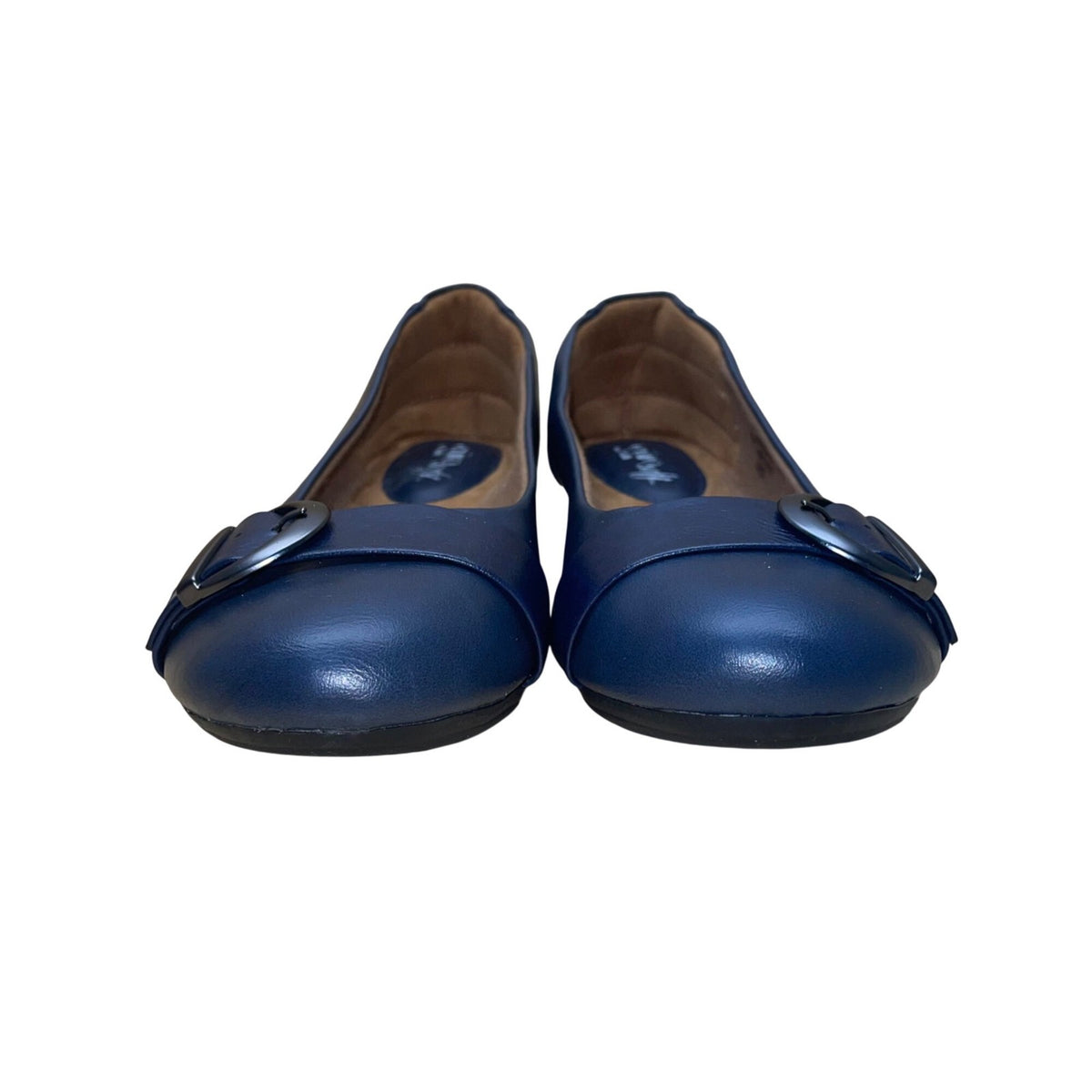 Euro Soft By Sofft Women’s Navy Buckle Strap Round Toe Slip-On Flat Shoes 8M