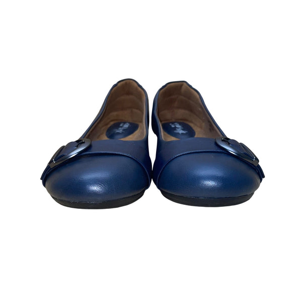 Euro Soft By Sofft Women’s Navy Buckle Strap Round Toe Slip-On Flat Shoes 8M