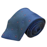 Christian D Mens Blue Silk Patterned Tie All-Season Elegant Design