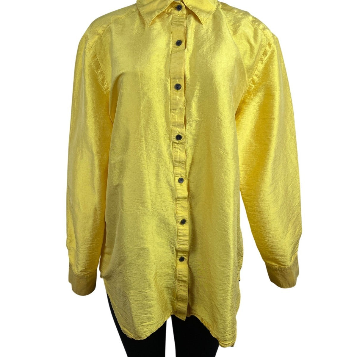 Neiman Marcus Exclusive Yellow Blouse Long Sleeve Button-Up Style