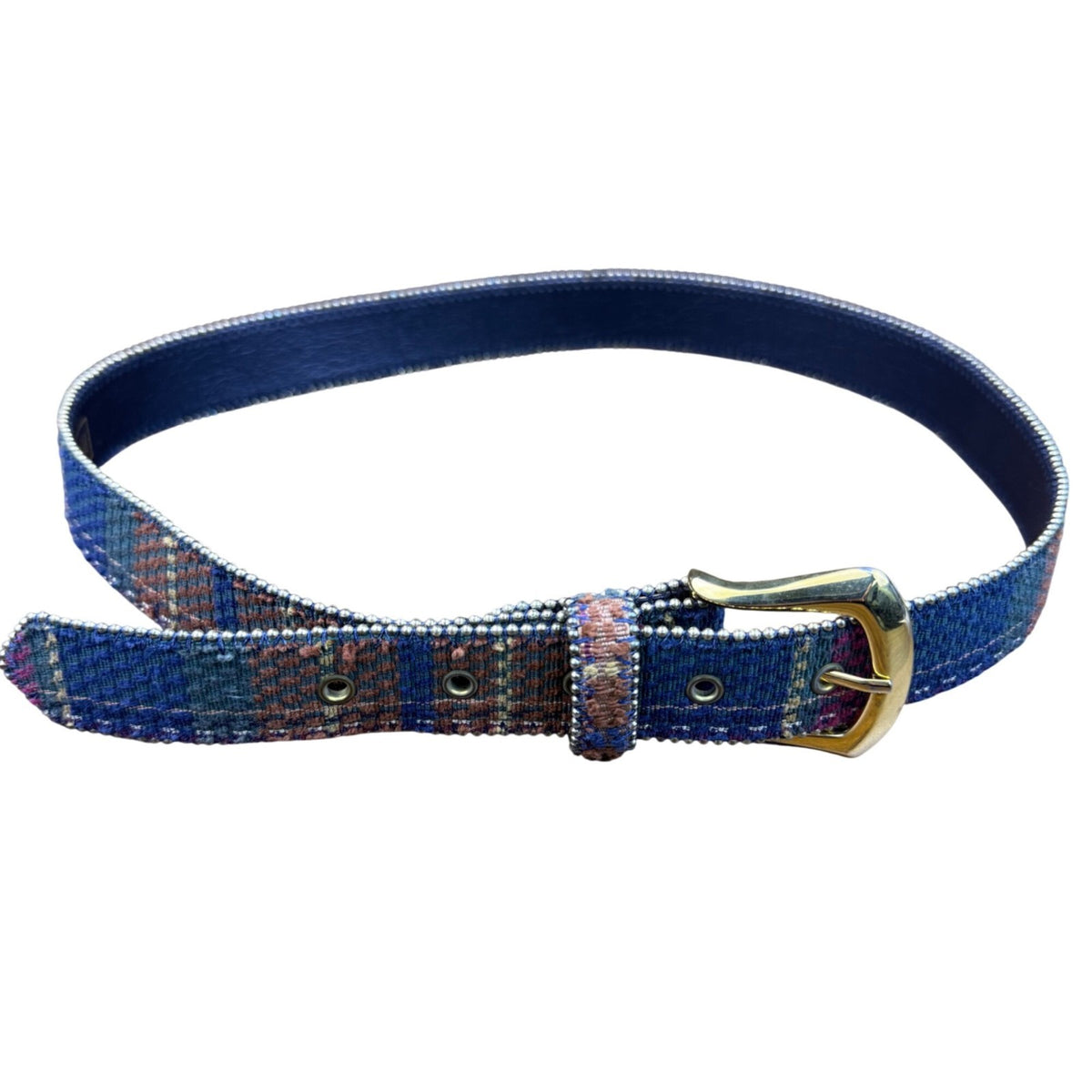 Paul Harris Womens Multicolor Fabric & Leather Belt Plaid Design Sz M