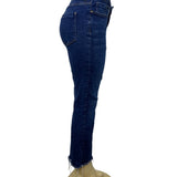 Zara Women's Navy High-Rise Cropped Bootcut Jeans With Frayed Hem Sz M