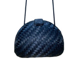 Sasha Women’s Black Woven With Magnetic Snap Closure Mini Crossbody Bag