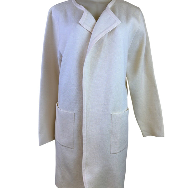 Anrabess Womens Beige Open Front Longline Cardigan Coat Pockets