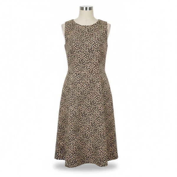 J. Crew Womens Tan Animal Print Cotton A-Line Sleeveless Dress Size 4 