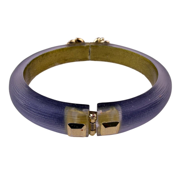 Alexis Bittar Lucite Womens Purple Resin Bracelet With Swarovski Crystals Floral