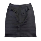 Gracia Womens Black Bandage Skirt Ruffle Detail Elastic Waist Size L