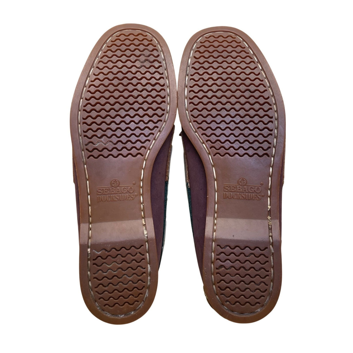 Sebago Women’s Brown & Green Leather 2 Eyes Docksides Boat Moc Toe Shoes Size 7.