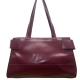 Furla Womens Burgundy Leather Genuine Italian Double Shoulder Straps Tote Bag