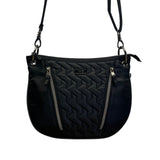 Lug Quilted Black Nylon Adjustable Strap & Zipper Pockets Swivel Crossbody Bag