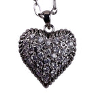 Aposhine Womens Silver Tone Rhinestone Heart Pendant Necklace With Chain Jewelry