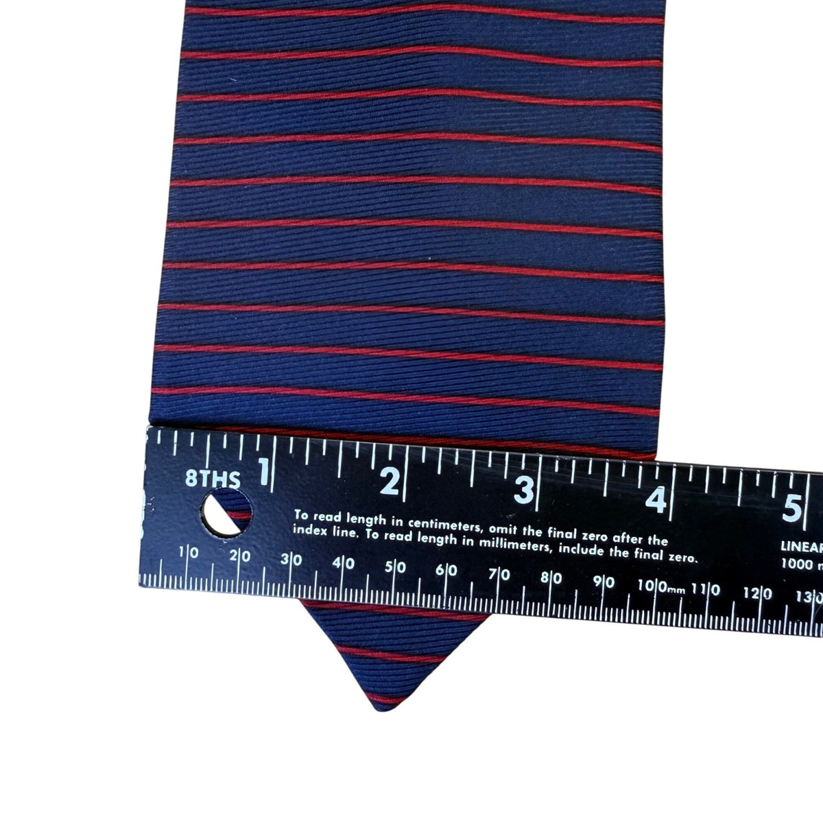 Elizabeth Nell Blue Silk Striped Tie With Red Detail Classic Necktie Made In USA
