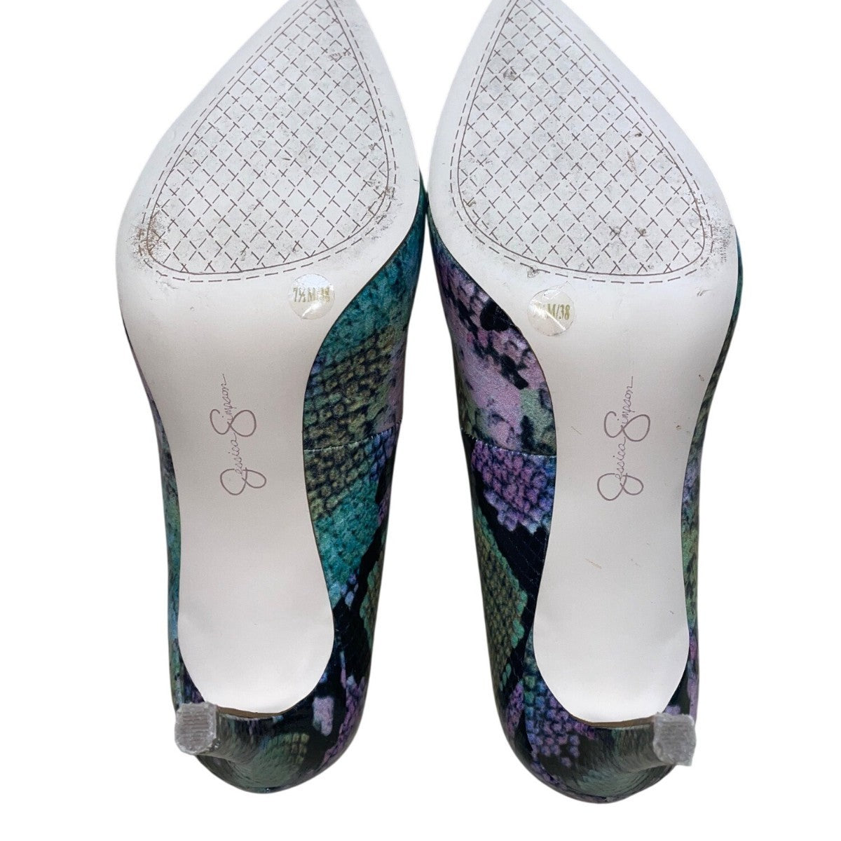 Jessica Simpson Women’s Purple & Green Snake Print Carpena High Heels Sz 7.5