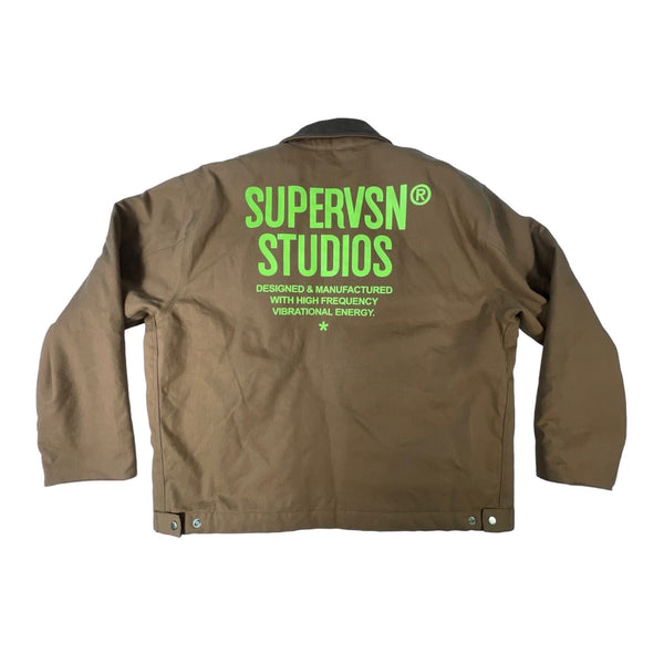 Supervsn Studios Men's Light Brown Zip Up Padded Work Jacket Sz XXL