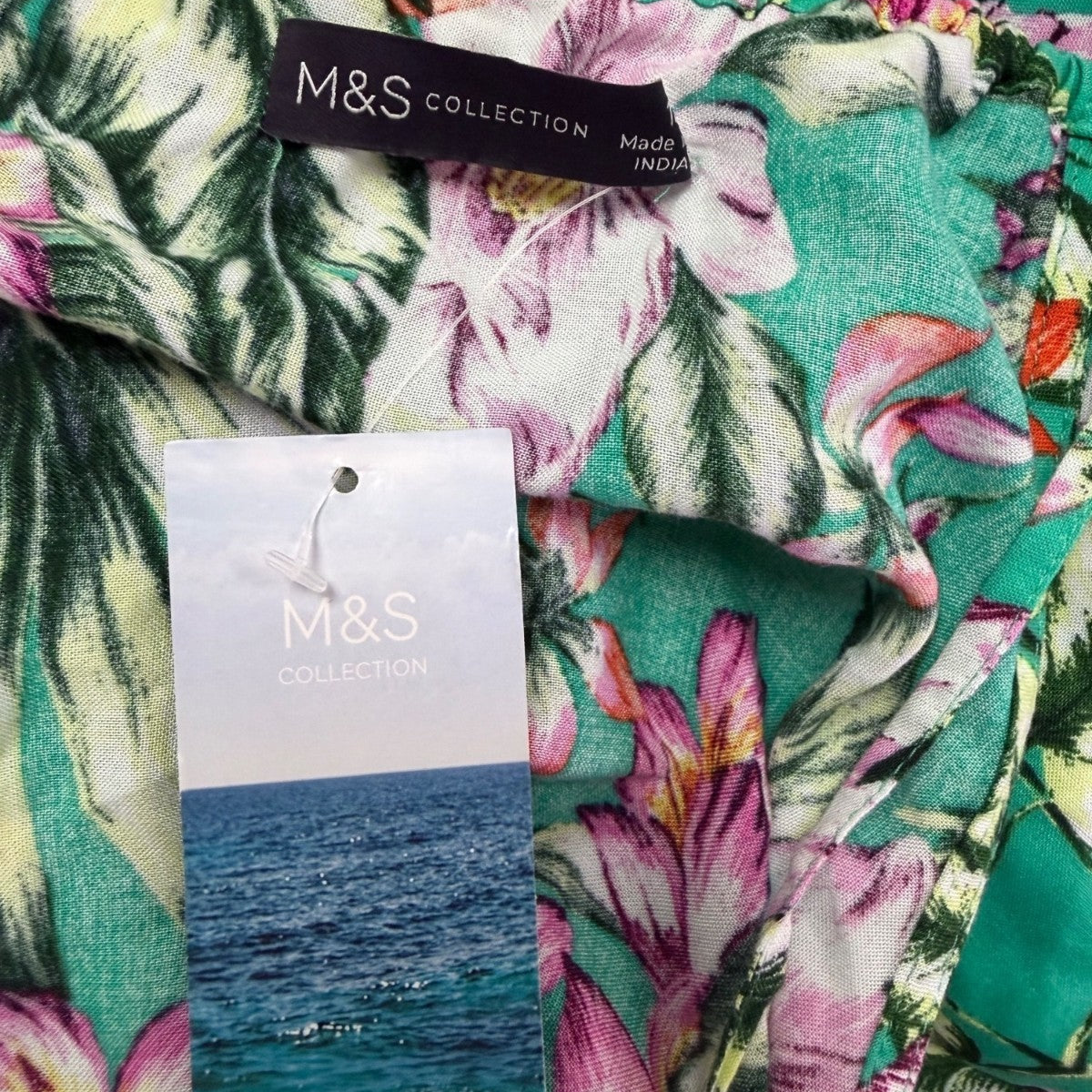 M&S Womens Green Floral Handkerchief Hem Dress Size EUR 40 - USA 9
