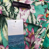 M&S Womens Green Floral Handkerchief Hem Dress Size EUR 40 - USA 9