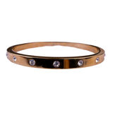 Kate Spade Womens Rose Gold Tone Metal Hinged Bangle Bracelet With Inset Stones