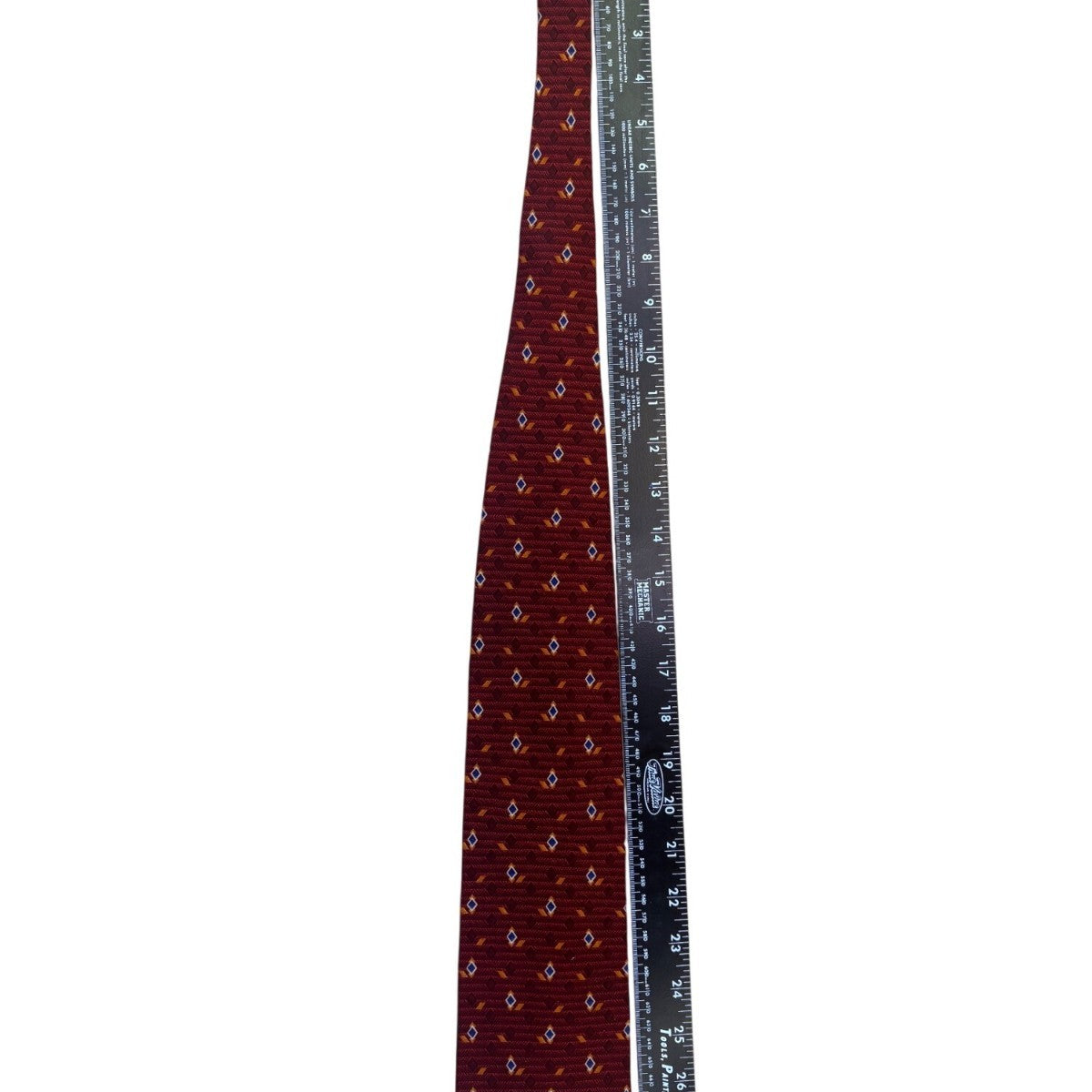Calvin Klein Mens Burgundy Silk Patterned Tie Geometric Diamond Classic Design