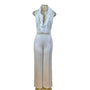 Valentine White Lace Sleeveless Wide Leg Jumpsuit For Women Sz L
