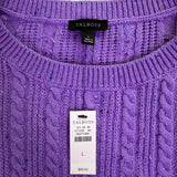 Talbots Womens Purple Cable Knit Sweater Crewneck Long Sleeve Cotton Blend Sz L