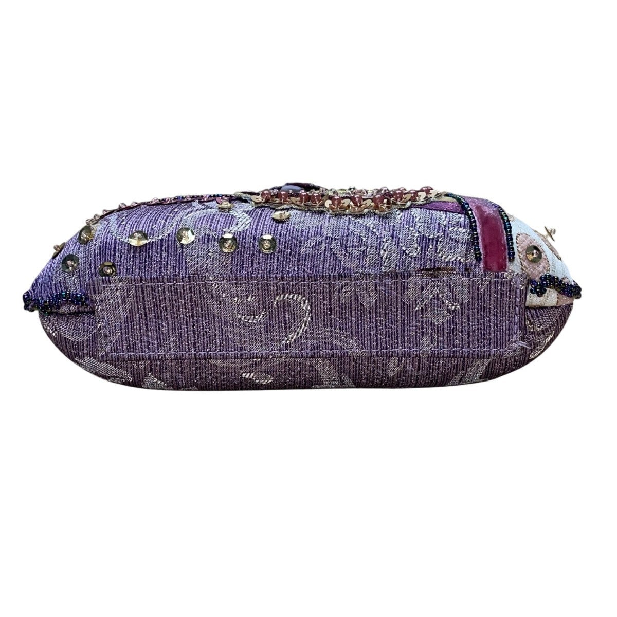 Bohemian Women’s Purple Patchwork Beaded Handbag With Embellished Details