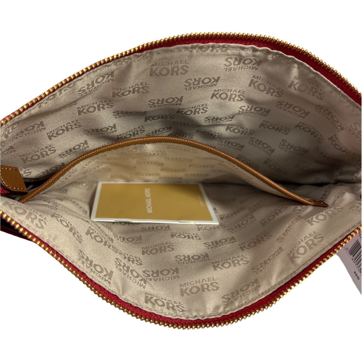 Michael Kors Women's Red Jet Set Flat Crossbody Bag With Gold Accents Sz M - NWT