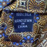 Jos A Bank Mens Gold & Blue Geometric Tie Signature Collection Handsewn