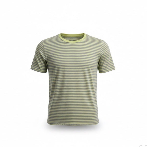 Eddie Bauer Womens Yellow & Gray Cotton Striped Short Sleeve T-Shirt Size L