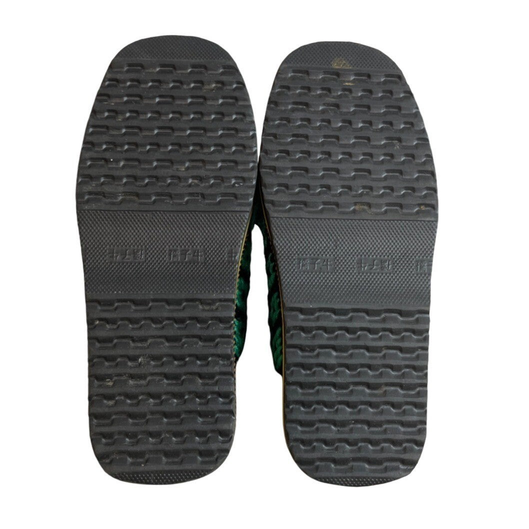 Women's Green & Black Wooven Quilted Pattern Slippers Sandals Size 9.5/10