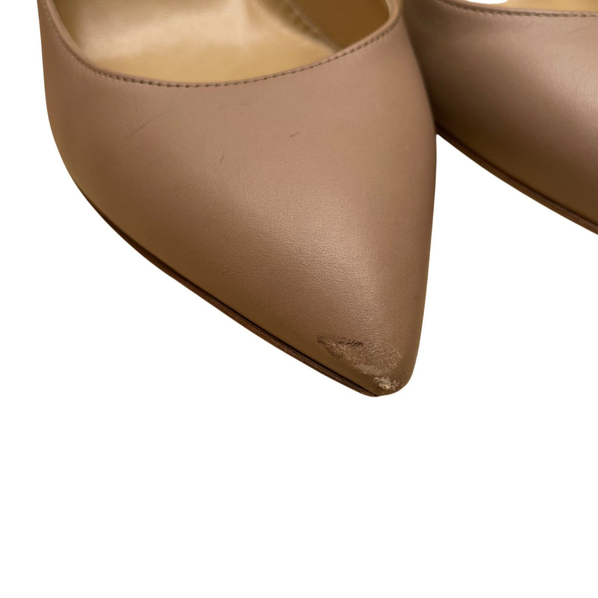 Valentino Garavani Women's Beige Leather Pointed-Toe Stud Heels Sz US6.5/EU36.5