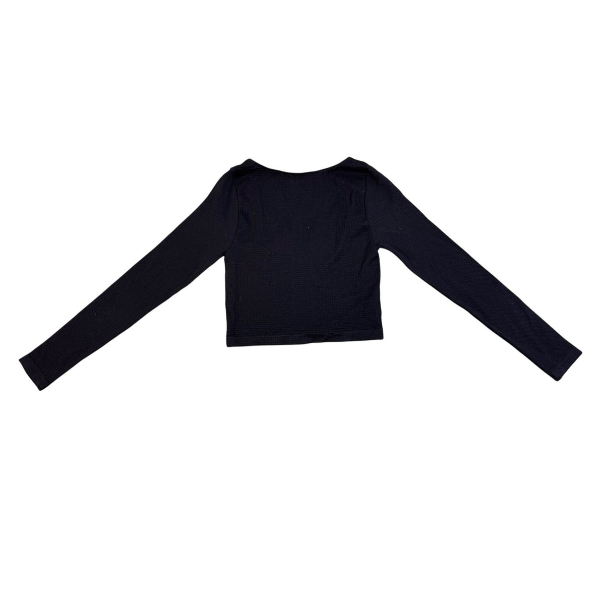 Pacsun Womens Black Polyamide Long-Sleeve Cropped Top With Bow Detail Size S