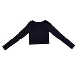 Pacsun Womens Black Polyamide Long-Sleeve Cropped Top With Bow Detail Size S