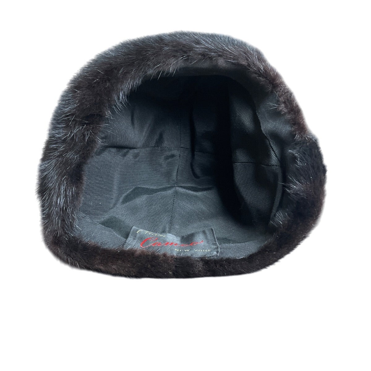 Vintage Claire Of Cameo New York  Black Mink Fur Womens Pillbox Hat
