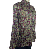 Vintage Yyes St. Clair Paisley Print Button-Up Long Sleeve Blouse Womens Size 12