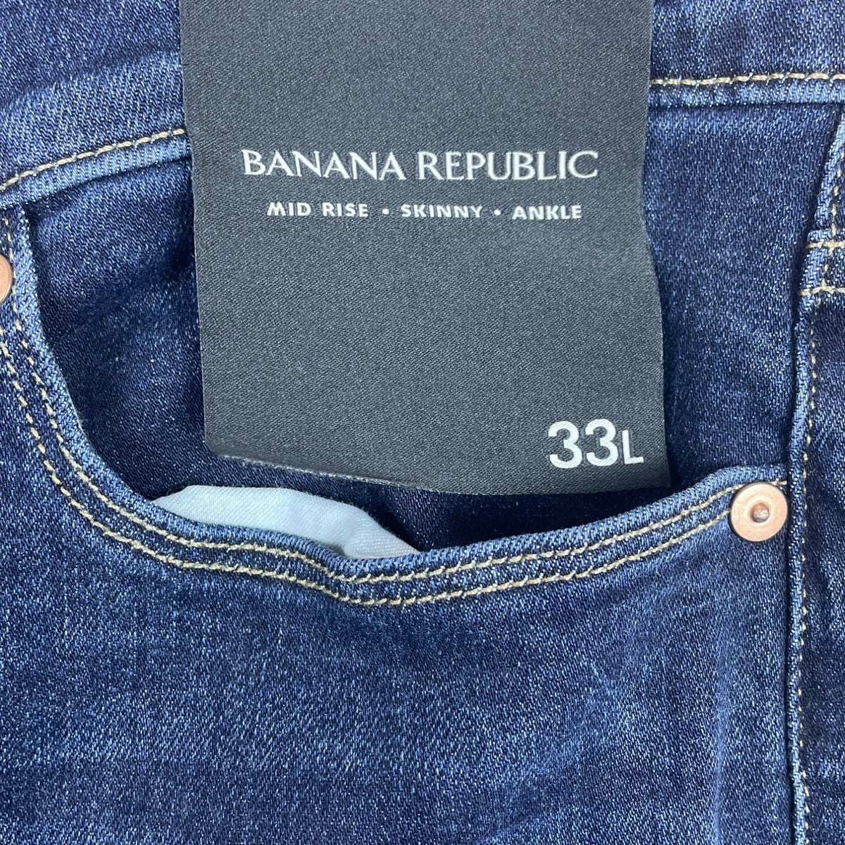 Banana Republic Mens 33x30 Tapered Indigo Jeans New