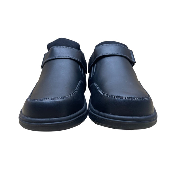 Orthofeet Men’s Black Leather Hook & Loop Strap Orthopedic Shoes Size 12 Medium