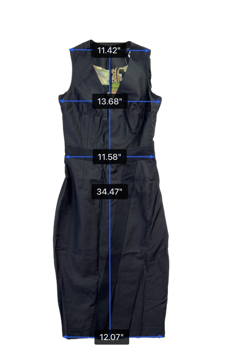 Ted Baker Womens Black Wool Blend Sleeveless Bodycon Dress With Back Zip Size 0