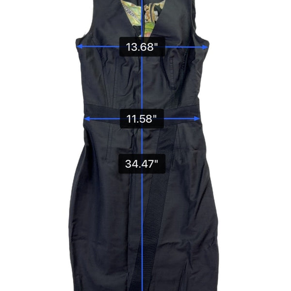 Ted Baker Womens Black Wool Blend Sleeveless Bodycon Dress With Back Zip Size 0